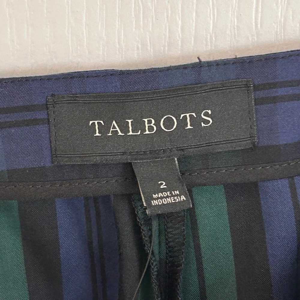 Talbots Ankle Stretch Plaid Trousers in Green and Blue 2
